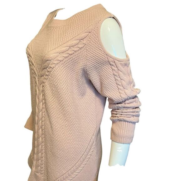 A.N.A Cable Net Pink Hi-Lo Sweater W/Cold Shoulder size XL - Picture 3 of 10